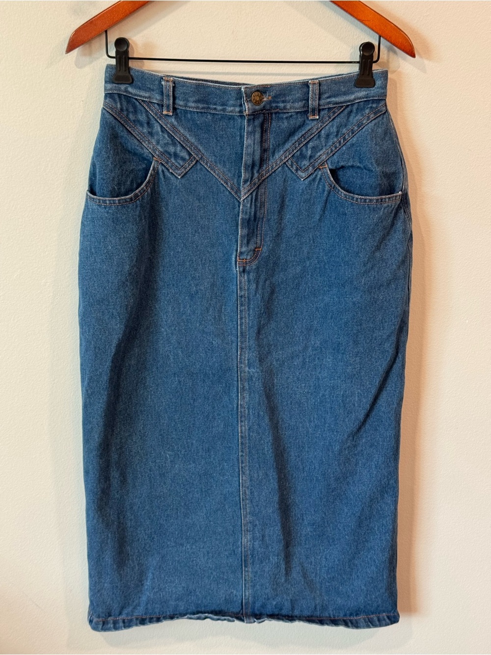 Vintage Forenza Blue Denim Midi Skirt Sz 2